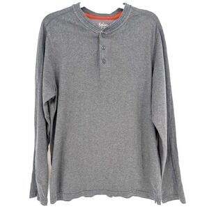 Boden Men Dark Gray Henley Long Sleeve Shirt Large Preppy Classic Everyday Basic